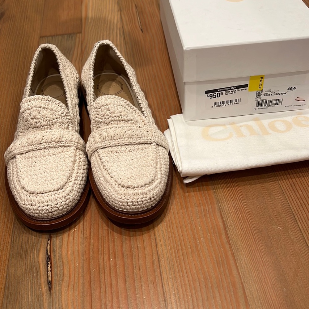 Brand new Chloe Kayla flat crochet loafer size 40